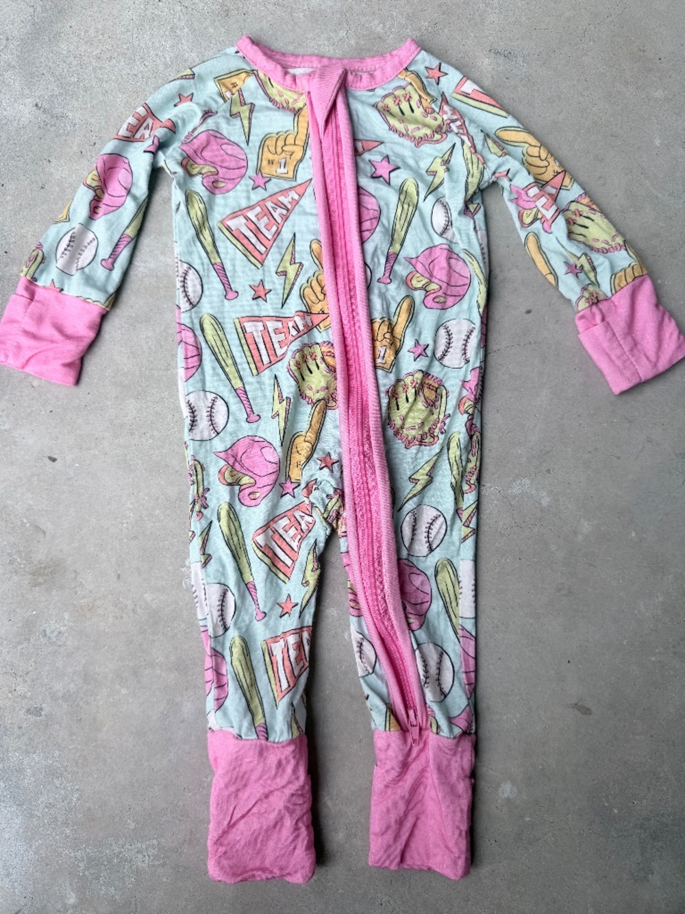 Newborn Girlie Baseball Softball Convertible Zipper Romper
